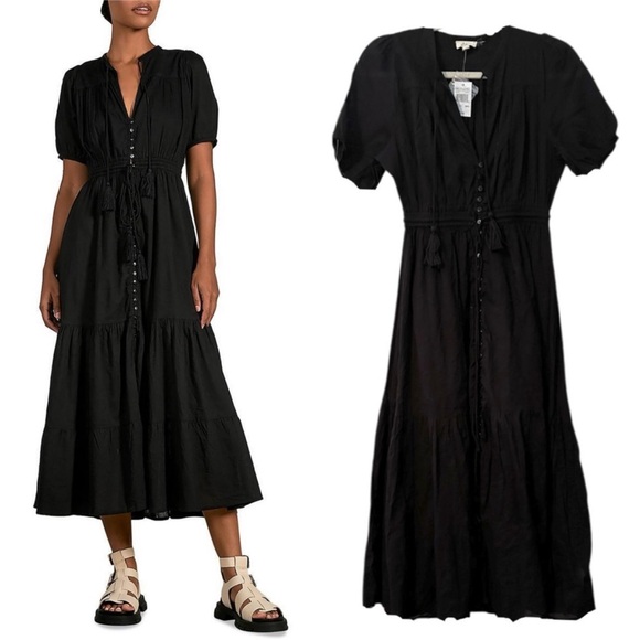 Elan Black Button-Down Midi Dress - Picture 1 of 4